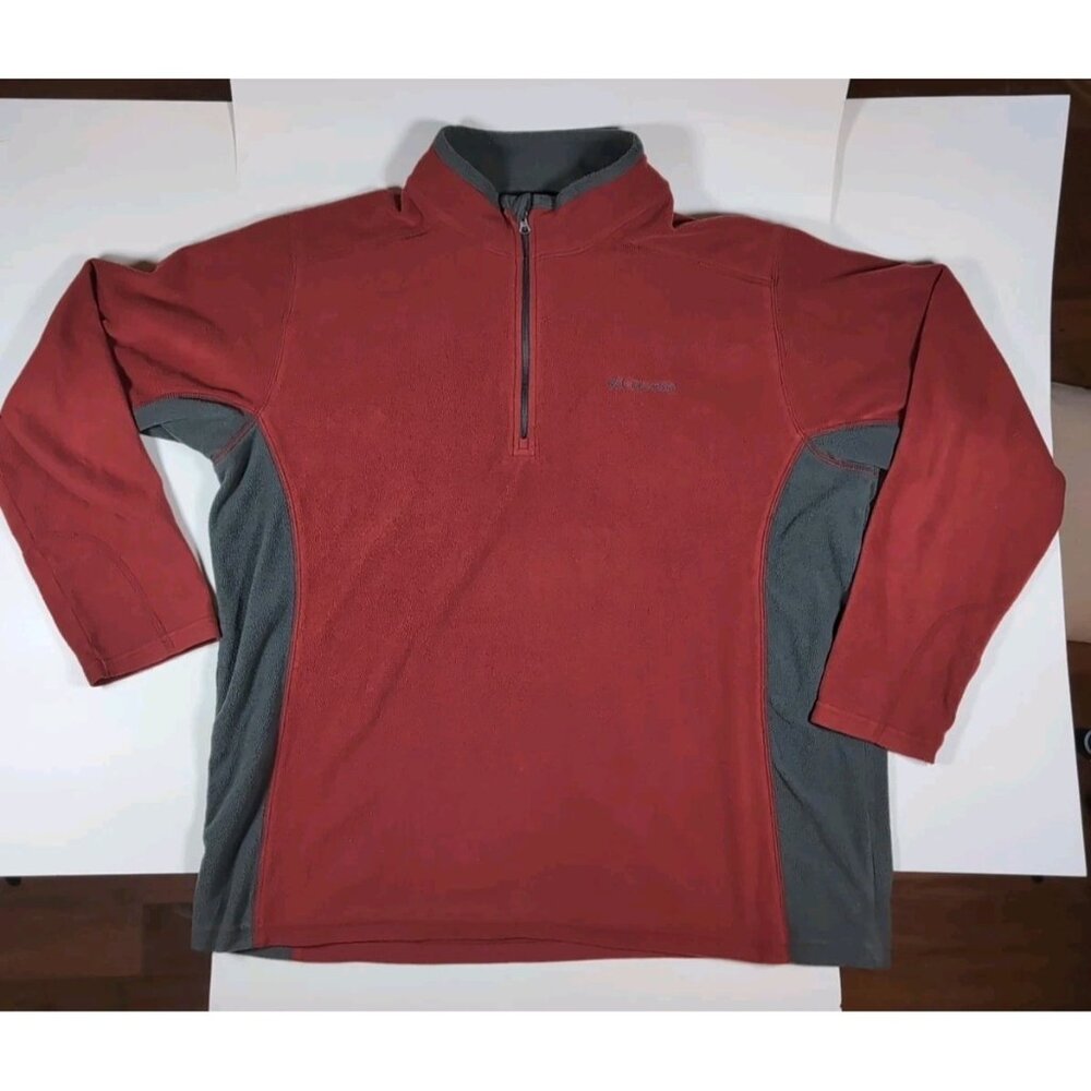 Columbia Sweatshirt Mens XL Red 1/4 Zip Soft Touch Lightweight Pullover